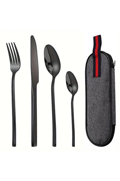 valkyrie Çantalı Yolculuk Çatal Kaşık Bıçak Seti Kişiye Özel 1. Sınıf Paslanmaz Çelik Ofis Okul Kamp