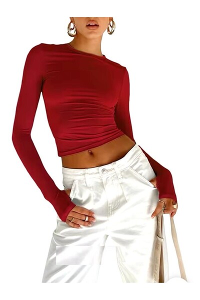 Transacoustic Βασικό μακρυμάνικο κορμάκι σε μπορντό χρώμα με λεπτομέρεια στα ...