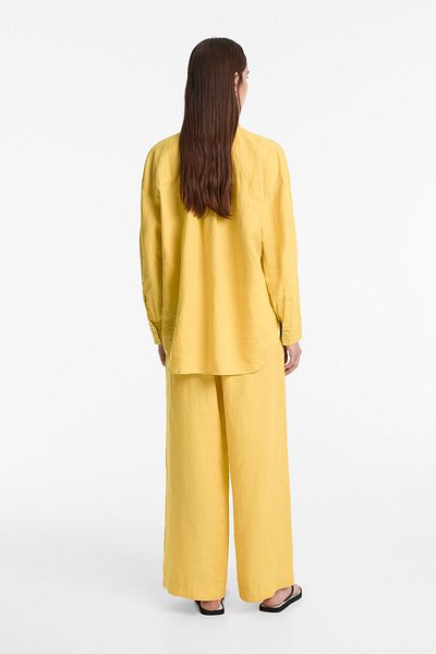 Oysho 100% linen straight-leg trousers