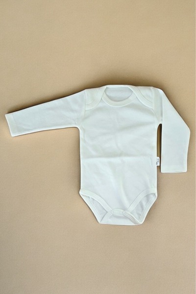 Lui Baby 4'lü Ekonomik Paket %100 Pamuk Çıtçıtlı Bebek Body Zıbın Uzun Kol 3/6/9/12 Ay Beyaz Renk