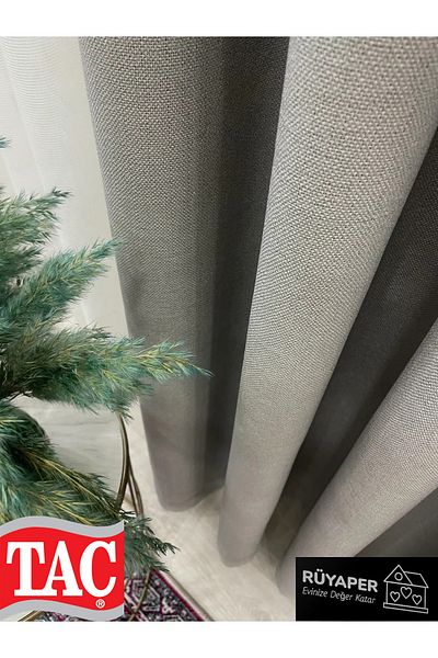 Taç Dreamper Stone Color Linen Blackout Blackout Hotel Style Background Curtain with Tight Pleats (Single Wing)