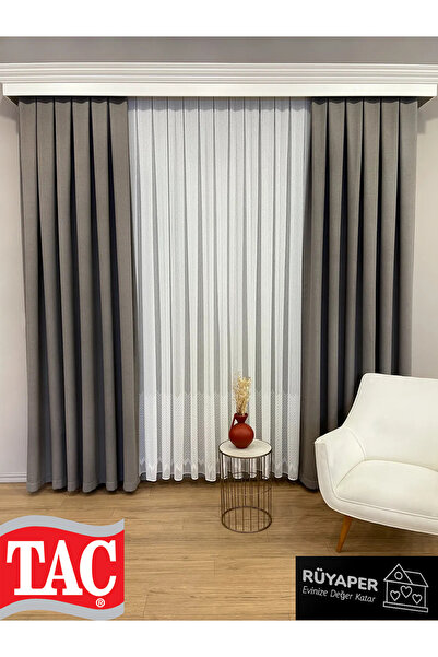 Taç Linen Blackout Curtain - Hotel Style Backdrop and Dense Pleat Single Wing