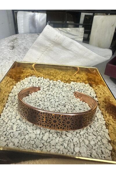 KAVELE Ham Saf Bakır Full Koruma Zırhlı Motifli Özel Kumlu Bileklik 17 Cm 35-40gr