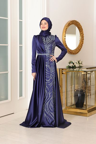 Modarafta Satin Plus Size Hijab Evening Dress/Mihrimah