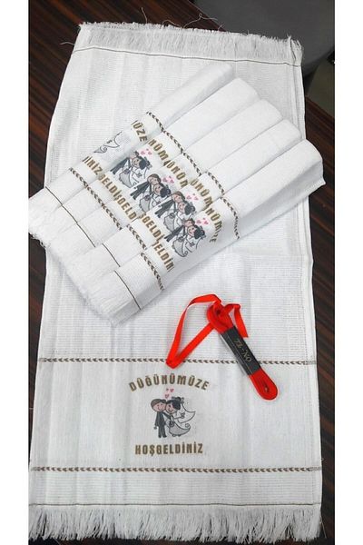 yörük tuhafiye 12 Pieces Satin Wedding Towels - for Car and Convoy, Ribbon Gift, Heart