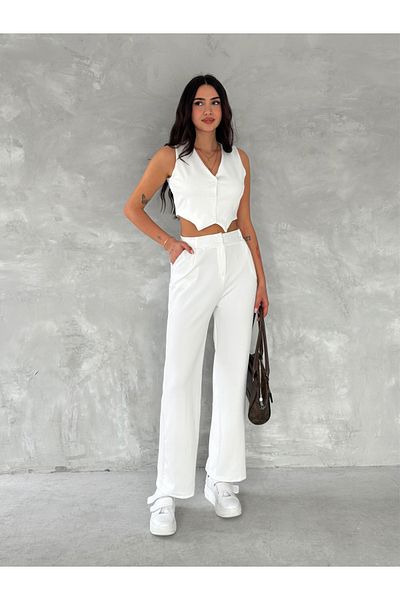 sportiness Crepe Vest and Trousers Set