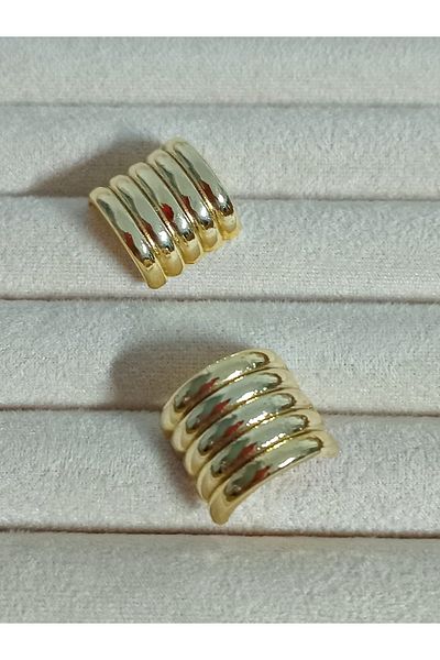 mos&more Gold Vintage Style C-Shaped Earrings for Women