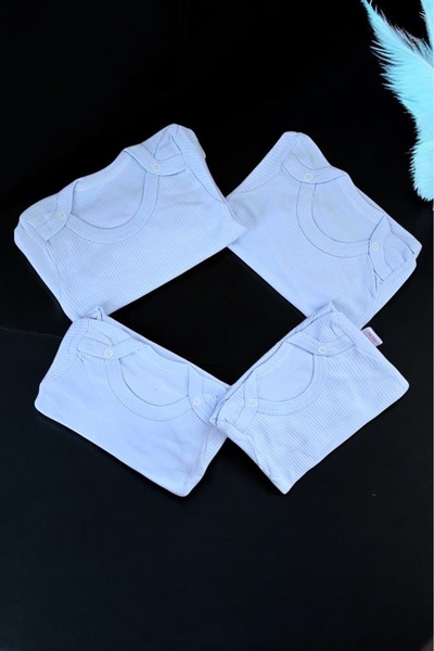 Lui Baby 4'lü Ekonomik Paket %100 Pamuk Çıtçıtlı Bebek Body Zıbın Uzun Kol 3/6/9/12 Ay Mavi Renk
