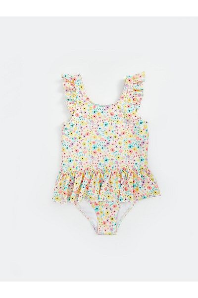 LC Waikiki LCW Baby-Badeanzug mit Rundhalsausschnitt und Blumenmuster für Mädchen
