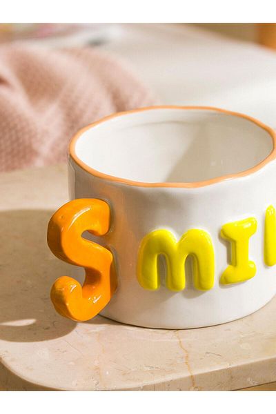 LC Waikiki Lcw Home Embossed Printed Ceramic Mug 450 ml