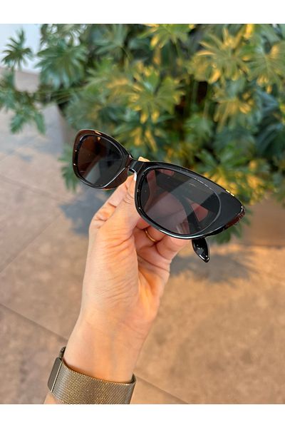 funeyes Aventino Black Slanted Cat Eye Tiny Slanted Trend Small Size Sunglasses