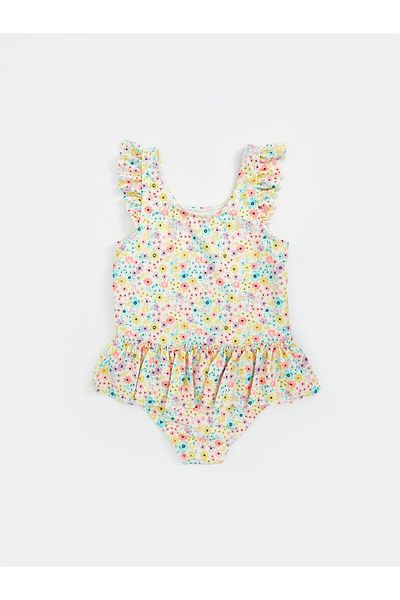 LC Waikiki LCW Baby-Badeanzug mit Rundhalsausschnitt und Blumenmuster für Mädchen