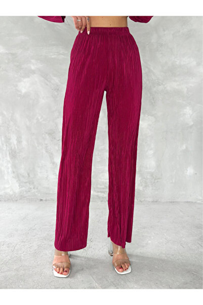 sportiness Pilated Fabric Waist Elastic Comfortable Fit Wide Leg Pants Shirt Suit