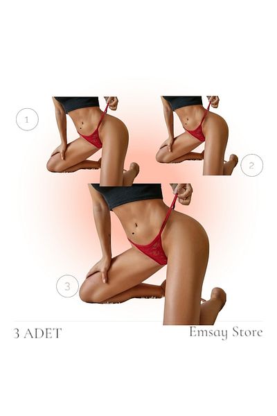 Emsay Store Romantic Series 3-Pack Fancy Sexy Lace Plus Size (Available) Women's String -Thong Panties
