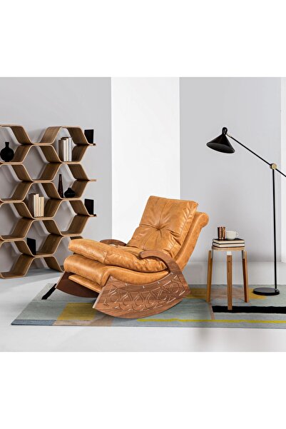 Mobilya Stant Most Woodarm %100 Ağaç Dinlenme Koltuğu 05 Hardal İthal Nubuk K...