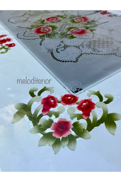 polset Desenli şeffaf kaplama dikdörtgen pvc muşamba masa örtüsü koruyucu 125 x 155 cm
