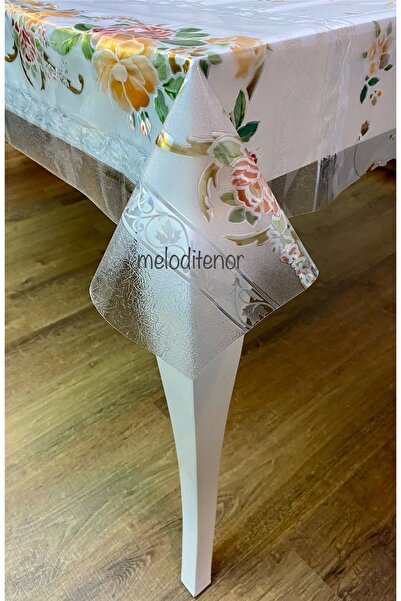 MEİWA مفرش طاولة من القماش الزيتي PVC الفاخر مع قزحي الألوان اللامع على شكل Meiwa الشفاف