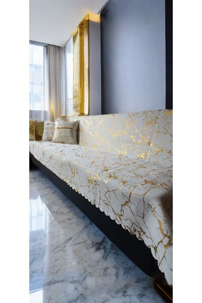 ZADA HOME Husa de canapea extensibila din aur 160x200 cm dimensiune folie desen special baza anti-alunecare
