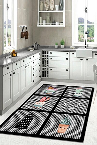 THEMODERNHANE Dijital Baskılı Yıkanabilir Kaymaz Tabanlı Dekoratif Salon Mutf...