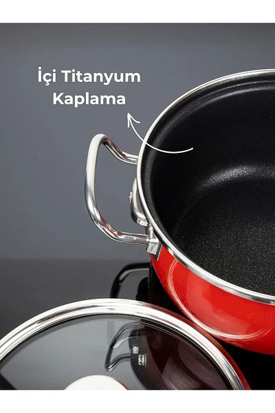 Sara Mutfak Eşyaları Titanium enamel pot set