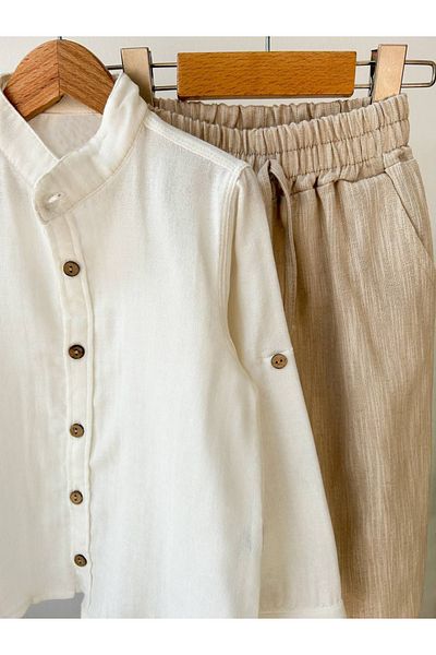 bebegci 2-Piece Boy's Set with Linen Shirt and Trousers