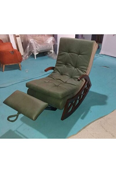 Mobilya Stant Most Woodarm %100 Ağaç Dinlenme Koltuğu 11 Yeşil İthal Nubuk Ku...