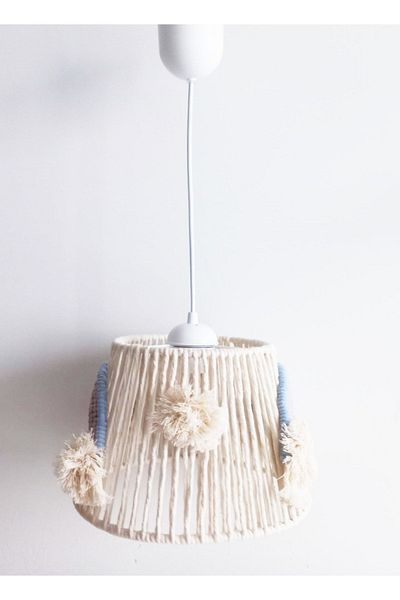 C&A&B KUZEY AVİZE Rainbow Patterned Macrame Wrap - Pompom Baby and Children's Room Chandelier (14)