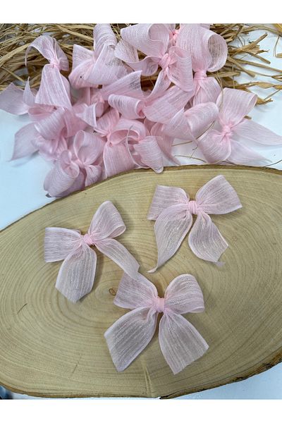 LAYLAEVENTS Linen Ribbon Ready Bow 20 Pieces - Powder Pink