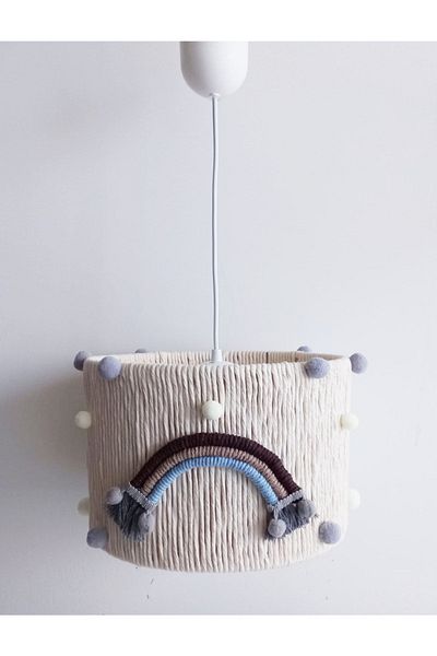 C&A&B KUZEY AVİZE Ecru Macrame Rope Wrapped Pompom Baby and Children's Room Chandelier (13)