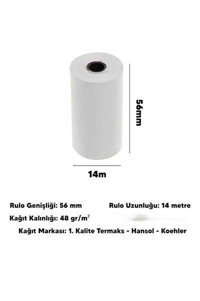 Merwish 56mm X 14m Thermal Pos Roll Paper Compatible for Thermal Printer and Cash Register Clear Permanent Printing 10Pcs