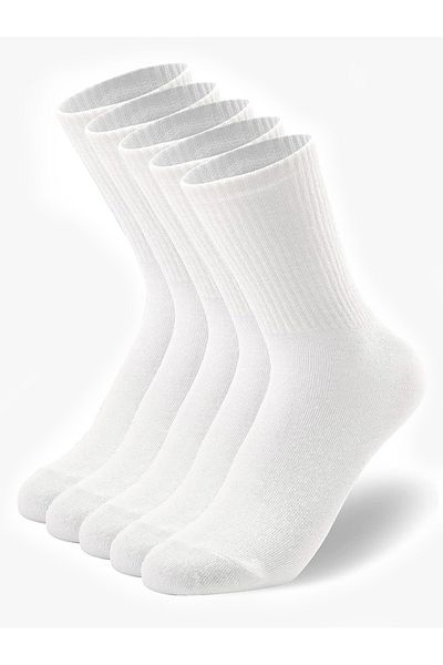 Hobins Sportswear Company 5'Ζεύγος Unisex απλές κάλτσες τένις και κολεγίου χωρίς σχέδια