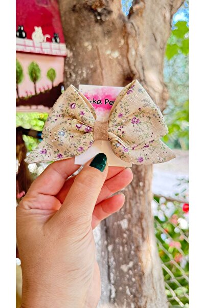 Toka Perisi Cataramă cu fundă de balerină din popelin cu model crocant crem