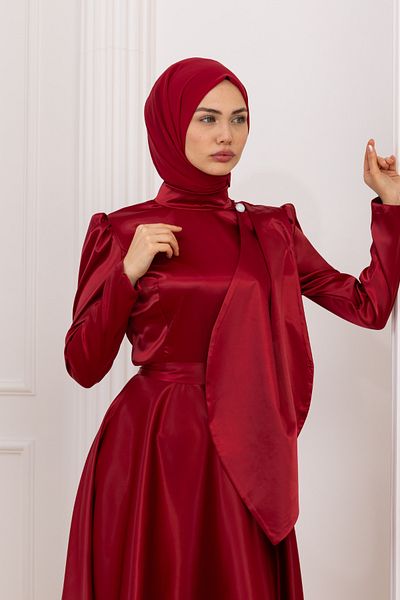 sade abiye Damla Model Pearl Detailed Burgundy