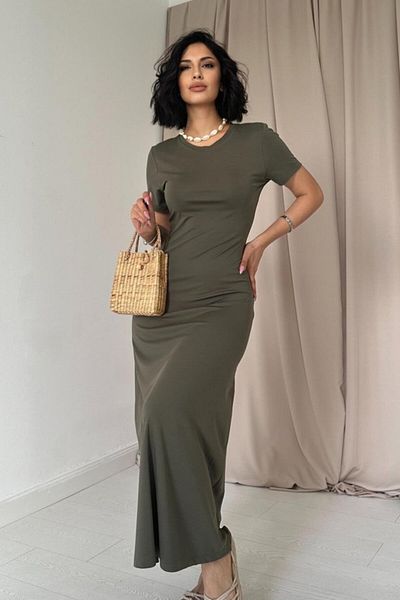 Femella Women Fashion Khaki Basic Dress