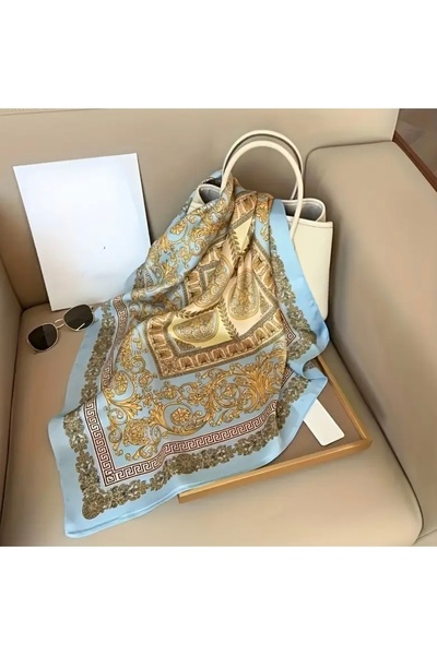 Lilly Blue Vintage Printed Square Scarf
