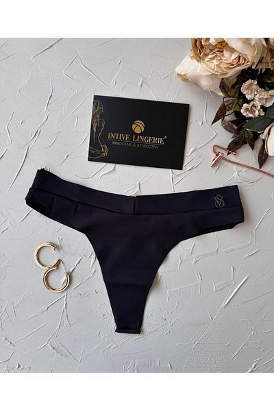 İntive Lingerie Άνετο κομψό στρινγκ μέσης V Cut - Μπεζ-Μαύρο-Λευκό
