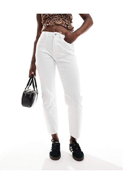 geenz manifacture Modena White High Waist Lycra Stretchy Mom Jeans