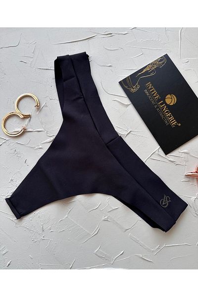 İntive Lingerie Tanga Intive tăiată cu laser VS Logo confortabil și elegant cu talie în V (bej-negru-alb)