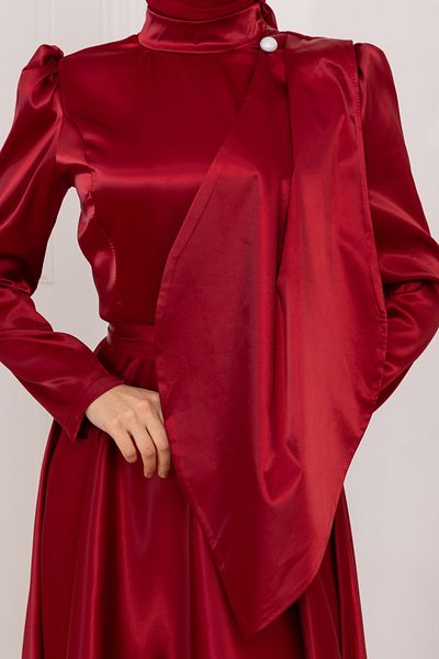 sade abiye Damla Model Pearl Detailed Burgundy