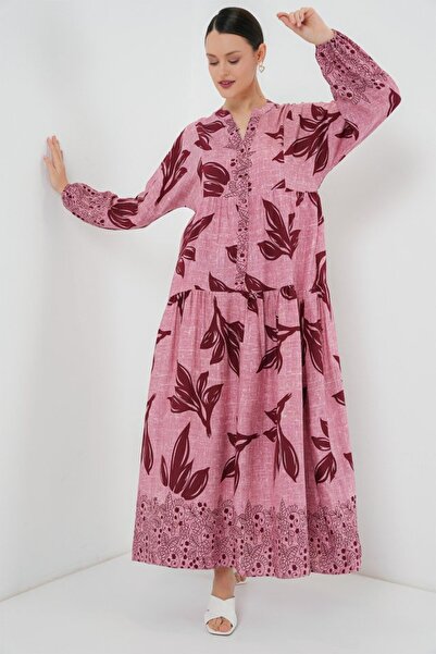 Modayakamoz 2423 Rochie autentică cu model cu hijab - Y.gül Kurusu