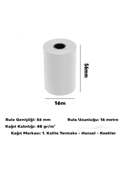 Merwish 56mm X 16m Thermal Pos Roll Paper Compatible for Thermal Printer and Cash Register Clear Permanent Printing 10 Pcs