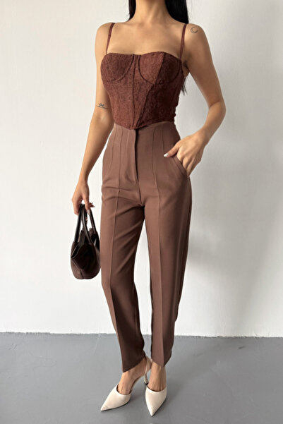 Silerra Eyesof Pants Pensli Atlas Fabric - Brown