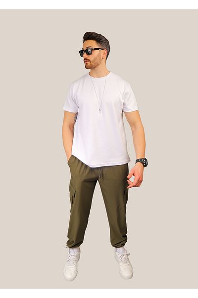 EydaMoon Parachute Fabric Baggy Commando Summer Sweatpants with Pockets and Leg Clips