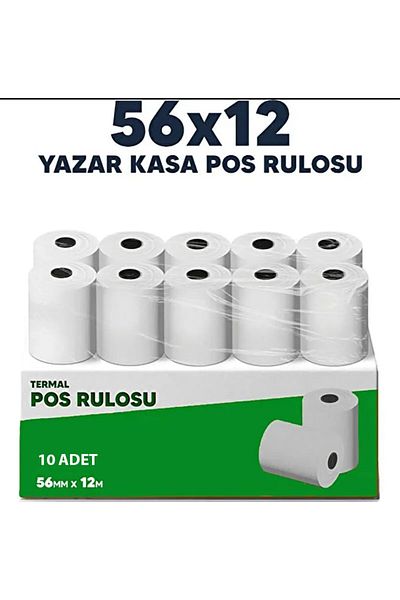 Merwish 56mm X 12m Thermal Pos Roll Paper Compatible for Thermal Printer and Cash Register Clear Permanent Printing 10 Pcs