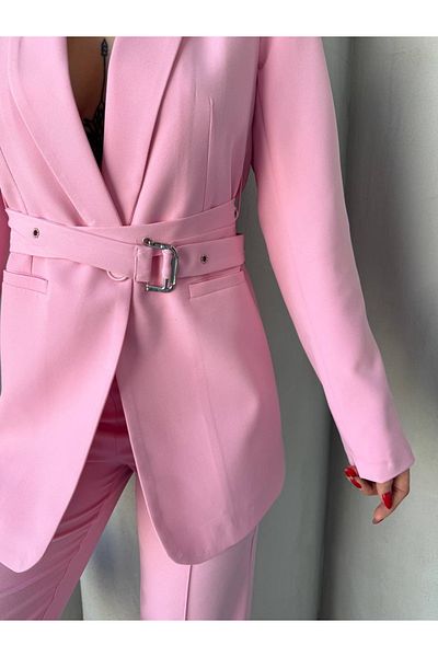 Ekim Store Set de sacou dublu cu centura cu ochi