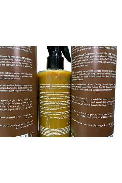 The Tanino Technique Hair Care Set: Shampoo 500ml, Conditioner 500ml, and Spray 250ml, Keratin, Coconut, and Mint Treatment