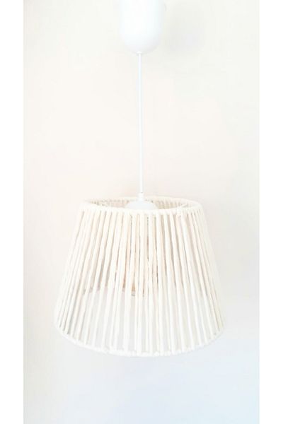 C&A&B KUZEY AVİZE Ecru Macrame Rope Wrapped Pendant Lamp Chandelier