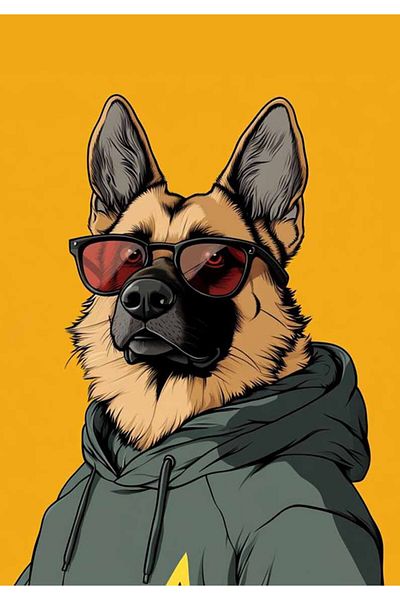 MegaSticker 13x10 Cm Cool K9 Wolf Dog Autocolant pentru masina, motocicleta, casca, laptop