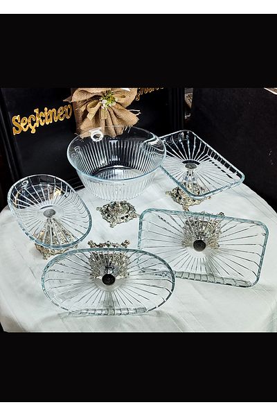 SEÇKİNEV Elegant Cast Leg 5 Piece Silver Presentation Set