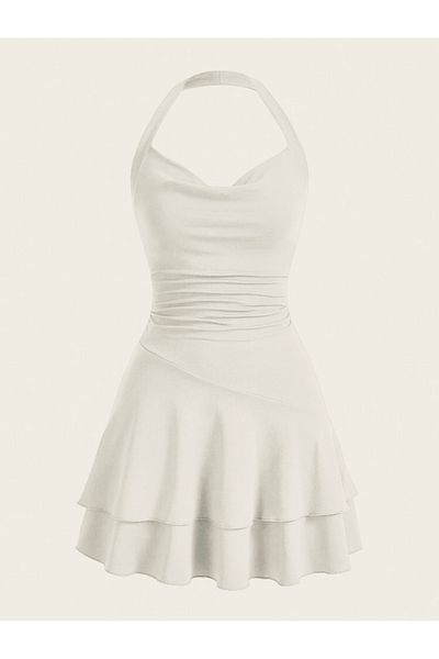 Dressco Eva - Μίνι φόρεμα με βολάν με λαιμόκοψη